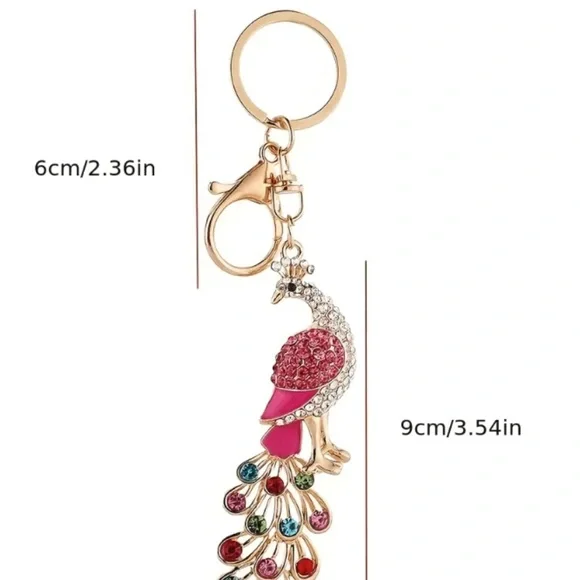 Purple Peacock *HP* Bag Charm/Keychain GREAT GIFT ITEM! - Picture 4 of 4